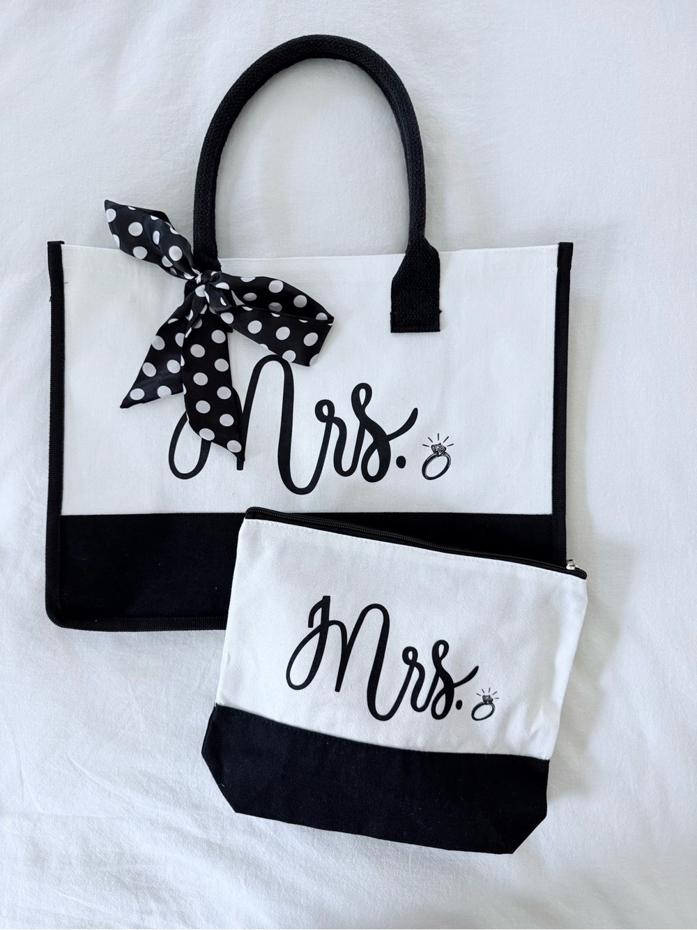 ✨ Mrs Tote Bag & Matching Cosmetic Pouch Bridal Wedding Gift Set ✨